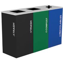 BrightStream 3-Stream Trash and Recycling Receptacles