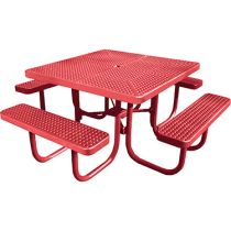 Heavy-Duty Plastic-Coated Perforated Square Picnic Table
