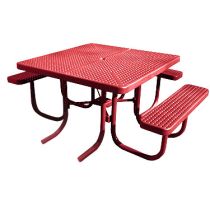 Heavy-Duty Plastic-Coated Perforated Square Wheelchair Accessible Picnic Table