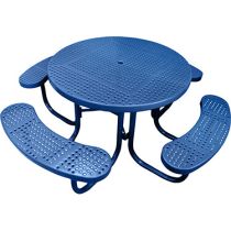 Heavy-Duty Plastic-Coated Perforated Round Picnic Table