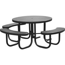 Heavy-Duty Plastic-Coated Perforated Round Wheelchair Accessible Picnic Table