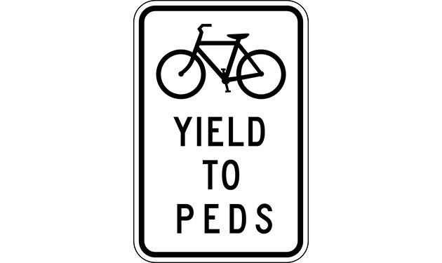 Bicycles Yield to Pedestrians Sign - Claim Your 10% Discount