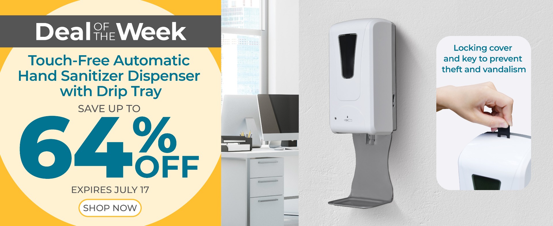 Touch-Free Automatic Hand Sanitizer Dispenser with Drip Tray on sale until July 17th up to 64% off